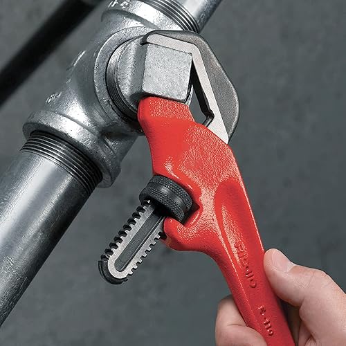 Miniatura 6 de 2 llaves hexagonales de 9-12 pulgadas, llave de tubo desplazada, llave de tubo de acero resistente, llave de plomería ajustable con mango rojo,