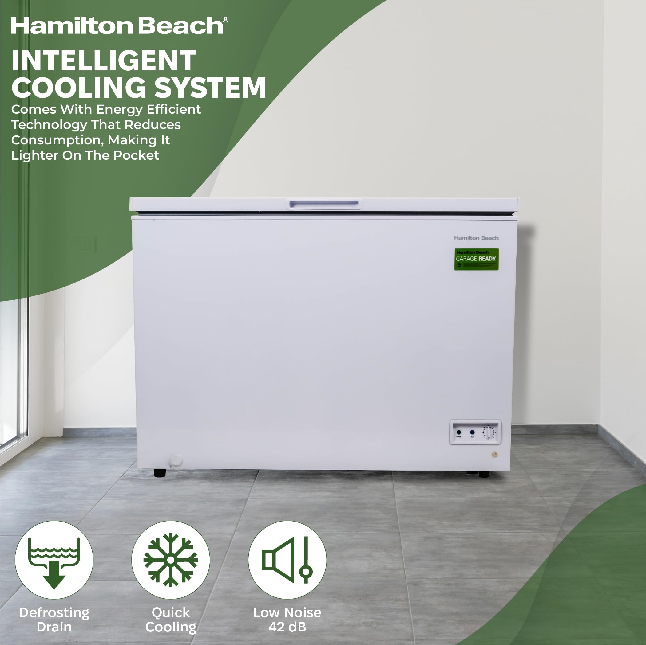 Hamilton Beach Hbfrf1006 Chest Freezer-Adjustable Thermostat-Removable Vinyl Coated Wire Basket-Easy Defrost Drain-10 Cubic Feet, 10 Cu Ft, White (Pack Of 1) on Fridge.com - View 6