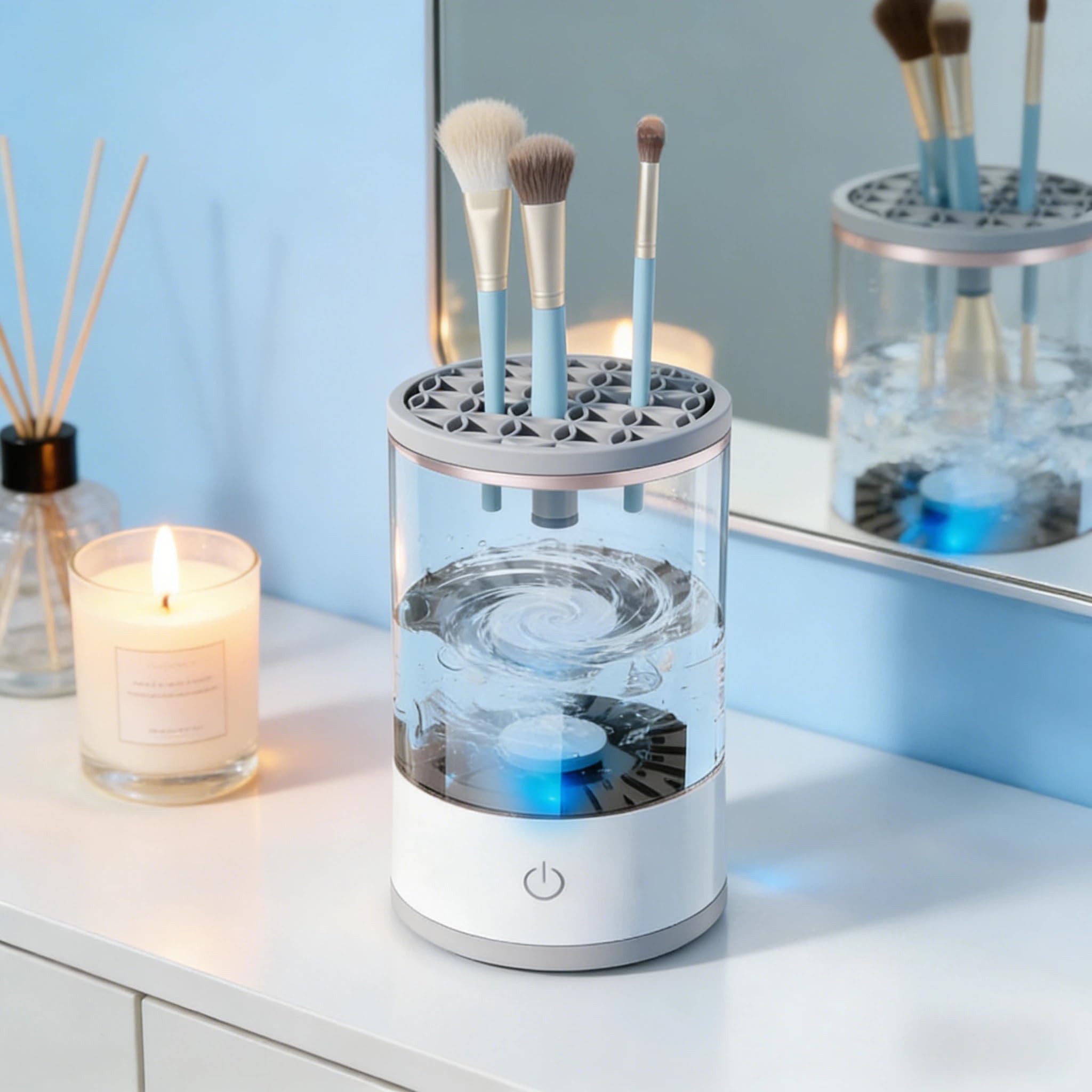 Kosmetikpinsel-Reiniger-Maschine, elektrische Make-up-Pinsel-Reiniger-Maschine, Automatisch drehender Make-up-Pinselreiniger für alle Größen Make-up-Pinsel (1)