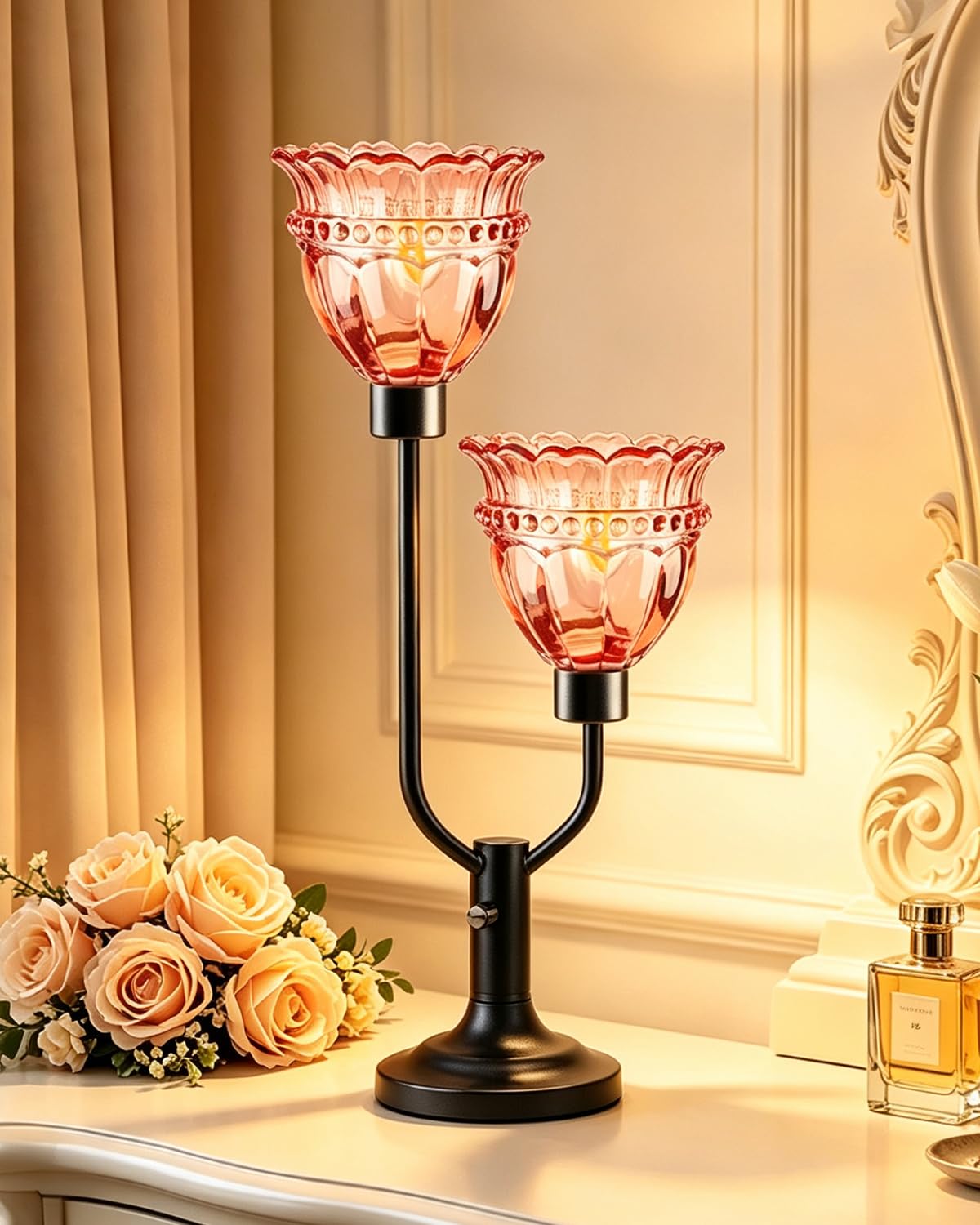 Lightdot Mid Century Modern Table Lamp Dimmable Red Glass Vintage Lamp Gift
