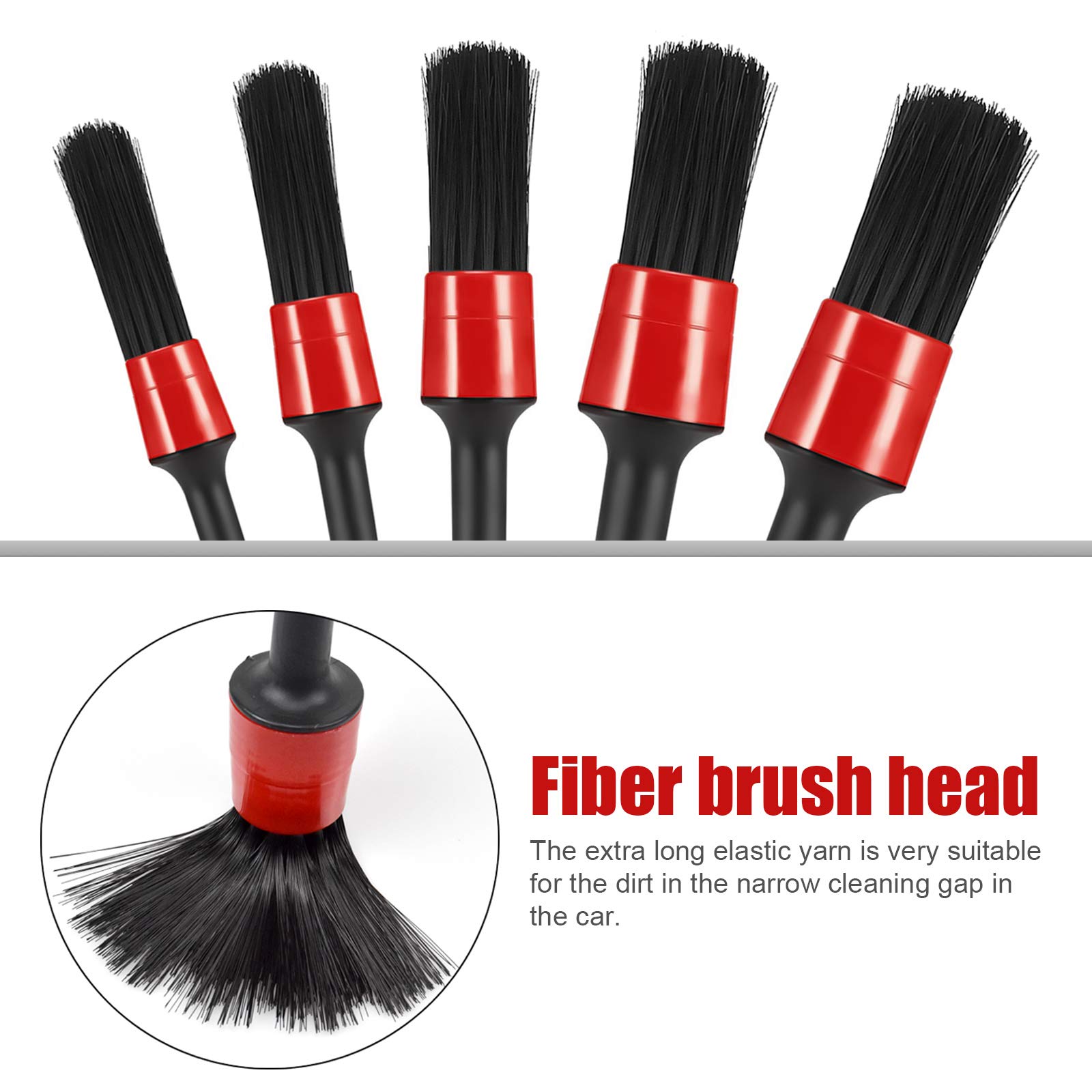 FINEASY Kit De 5 Brosses De Detailing Auto - Nettoyage Intérieur - Tableau De Bord, Aérations, Sièges