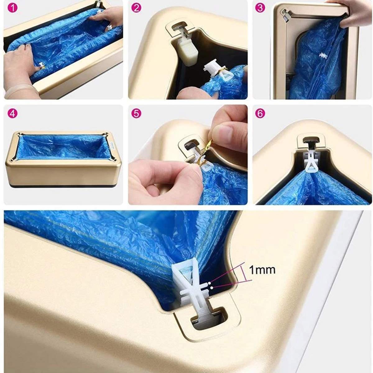Distributore automatico di copriscarpe con 100 copriscarpe perfetto per casa, negozio e ufficio, oro (marrone)