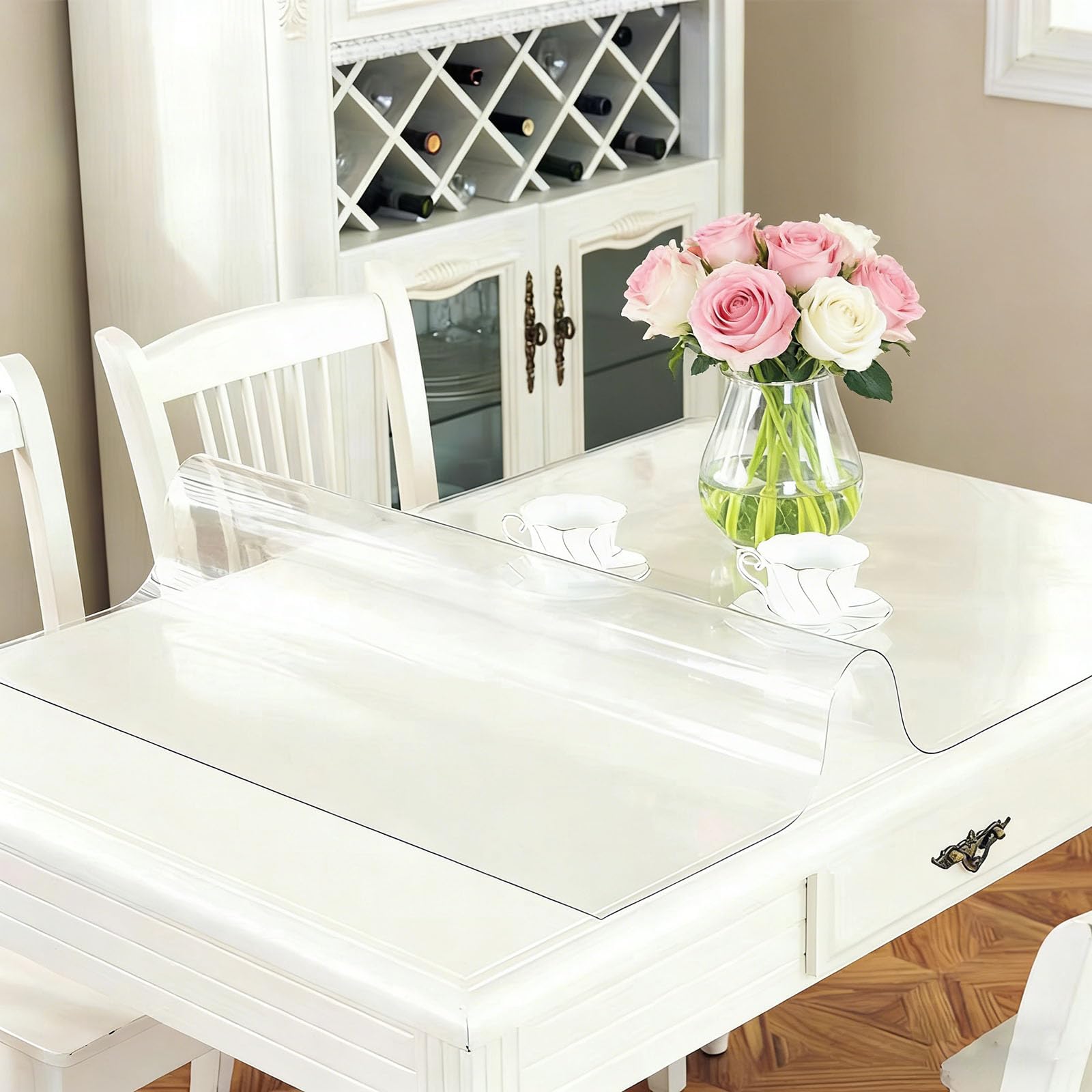 Mantel Antimanchas 75 x 129 cm Antimanchas, Resistente Al Calor Mantel PVC Transparente Impermeable y Fácil de Limpiar para Cocina, Comedor, Fiestas y Usos Diarios, ángulo Recto