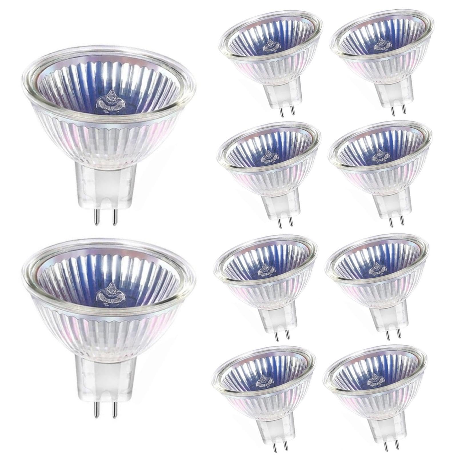 MR16 Halogen Bulb 50W 12V 24V 10 Pack Dimmable GU5.3 Base,Warm White for Landscape, Track Lights 35W 220V