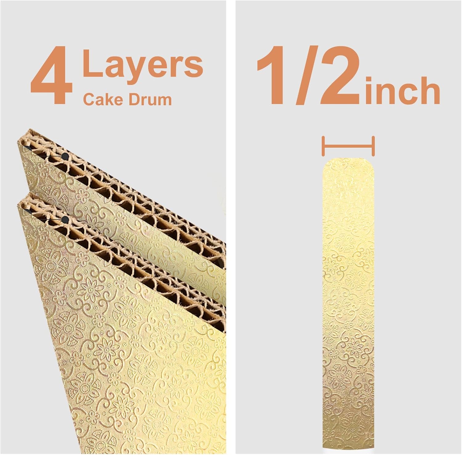 10 PCS Cake Boards 10 Inch Round, 10 Inch Cake Drums, 1/2" Thick Cake Drum, Cake Board Food Grade Cake Base, Gold Cake Cardboard Circles Bases para Pasteles for Wedding & Party & Pizza Desserts