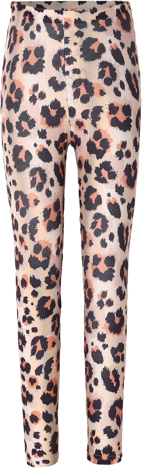 JEYPINMI Teen Girls High Waist Yoga Pants Stretchy Athletic Leggings Tight Pant for Casual Wear School Yellow Leopard Print 11-12 Years