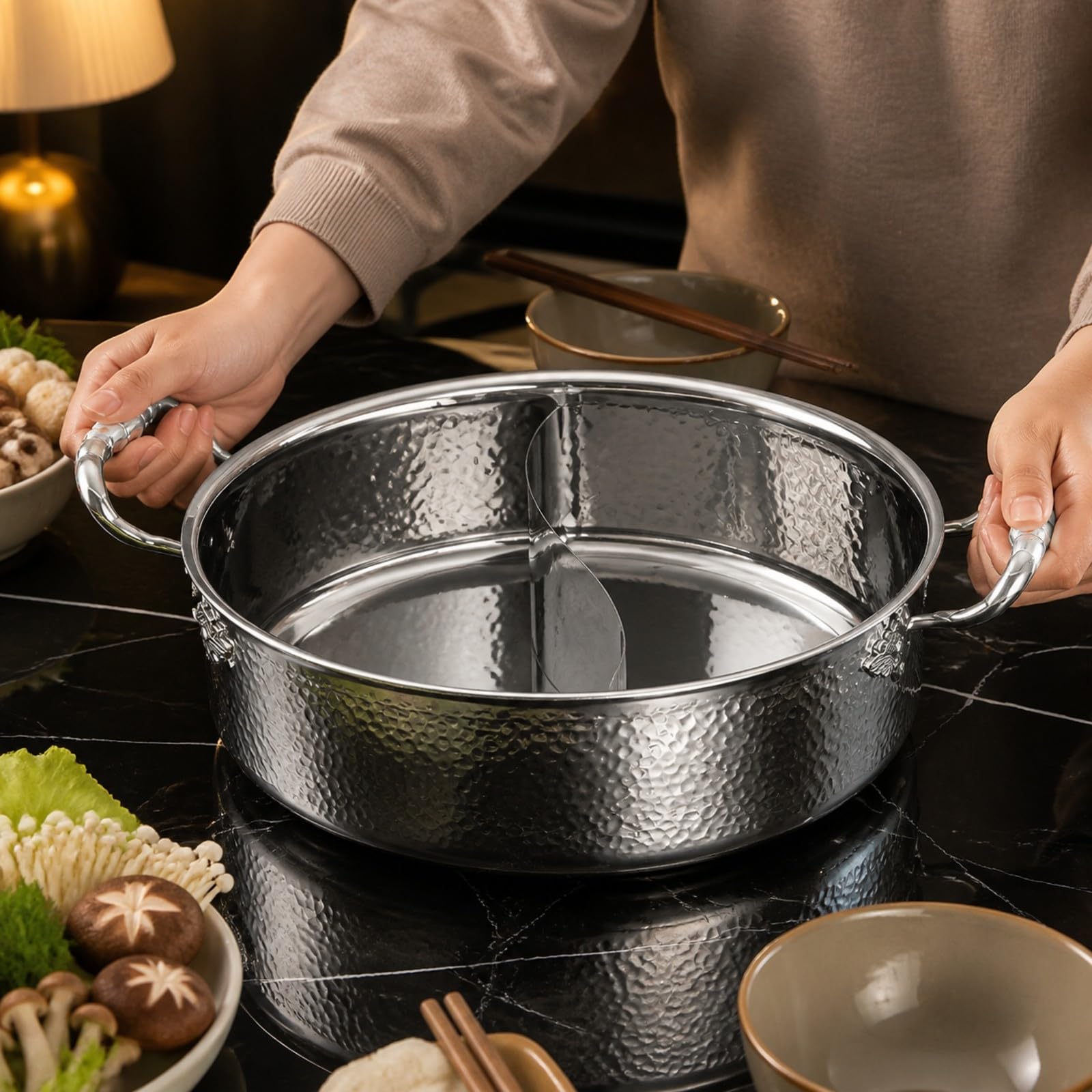 Amagogo Poignées Latérales Inox 304 | Ergonomique, Épaissi, Ustensile Cuisson, pr Restaurant, 32CM, 2 Grilles