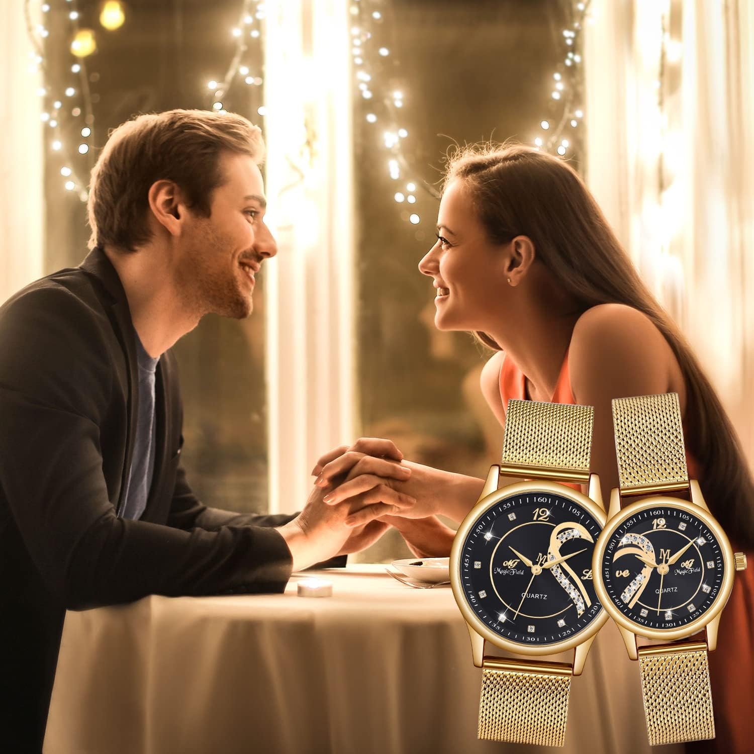 Watches for Women - Crystal Analog Watch Stainless Steel with Bracelet