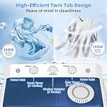 VCJ Portable Washing Machine, Twin Tub Washing Machine Laundry Compact Washer spinner Combo with 28lbs capacity, 18Lbs Washer and 10Lbs Spinner dryer for Apartments RVs and Dorms
