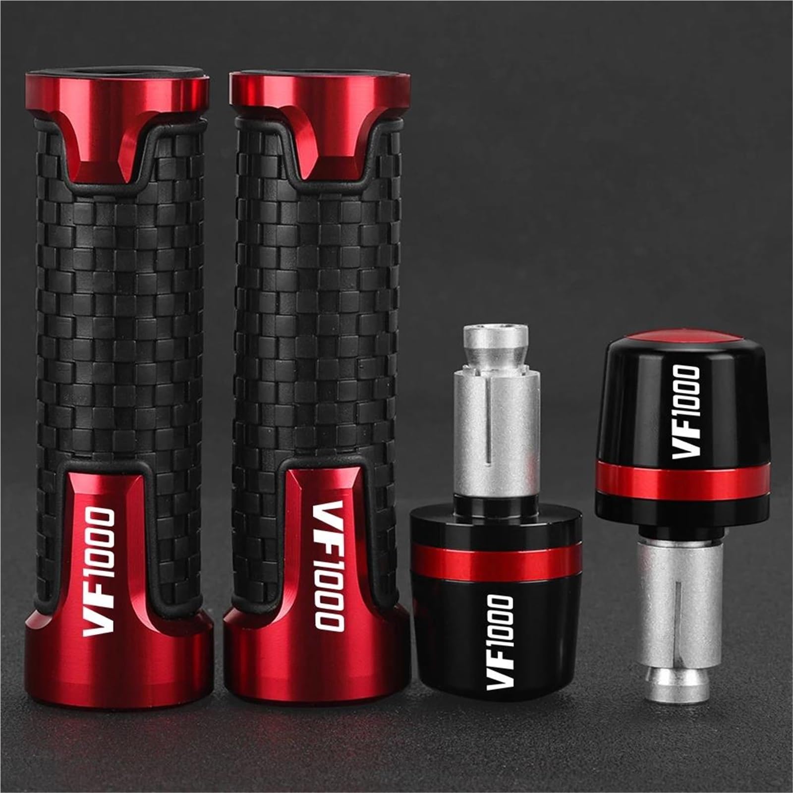 Manopole per manubrio Manopole Per Manubrio Moto In Alluminio CNC, Impugnatura In Gomma Per HONDA VF 1000 VF1000 VF-1000 1997 1998 1999 2000 2001 2002 2003 2004(Red)