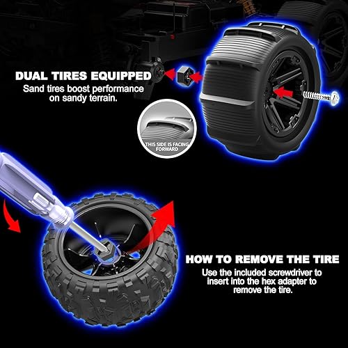 Miniatura 7 de Rc Cars 114 All Terrain RC Car para adultos y niños, 4WD Off-Road RC Truck de alta velocidad rápido 40+ KPH, 4X4 impermeable a control remoto con 2