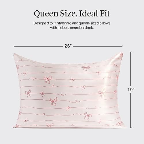 Vista 87 de Kitsch - Funda de almohada de satén con cremallera de tamaño queen/estándar, para el cabello y la piel, funda refrescante más suave que la seda