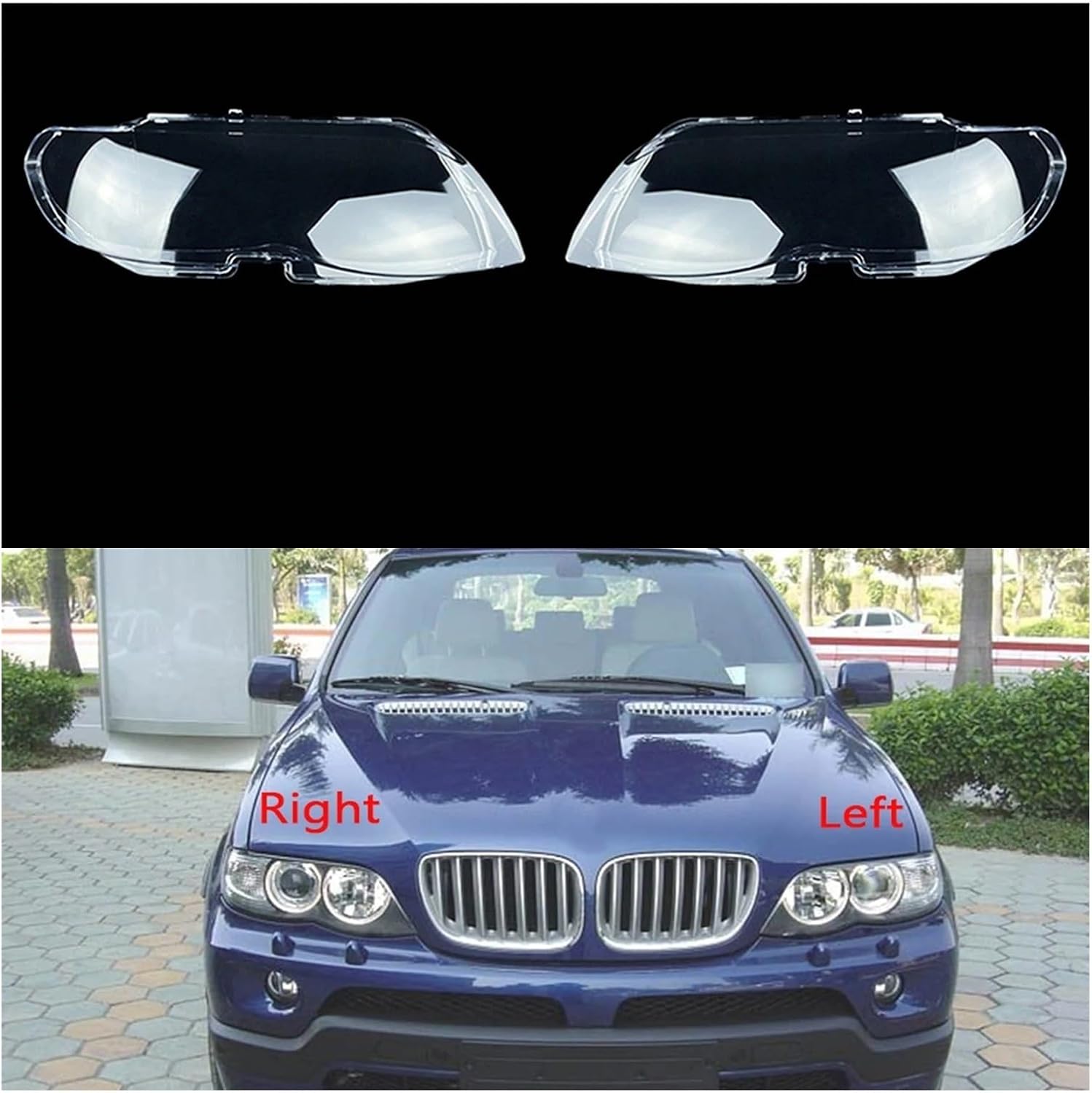 レンズ カバー X5 用 E53 用 2004 2005 2006 2007 オートライトキャップ 【デイタイムランニングダイナミックターンシグナルバイキセノンレンズフロントライトトヨタ】 透明ランプシェ