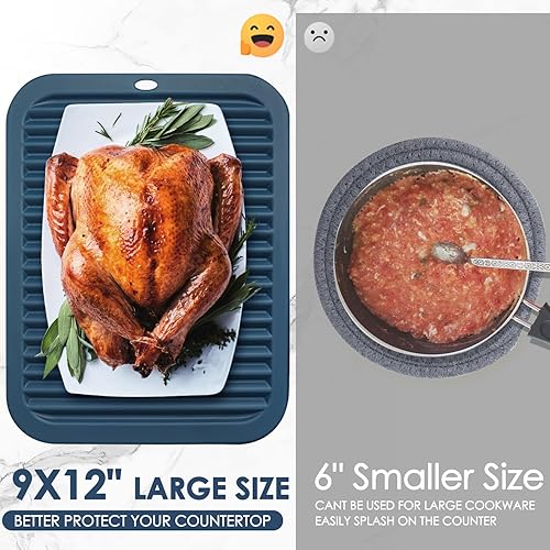 Miniatura 7 de Paquete de 2 alfombrillas de silicona para encimera de cocina, salvamanteles de silicona de 9 x 12 pulgadas para ollas calientes y sartenes,