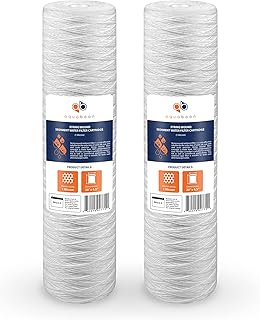 Aquaboon 1 Micron 20" x 4.5" String Wound Sediment Water Filter Cartridge | Whole House Sediment Filtration | Compatible with PC40-20, WP1BB20P, 355222-45, WPP-45200-01, WPP-45200-01, 84650, 2-Pack