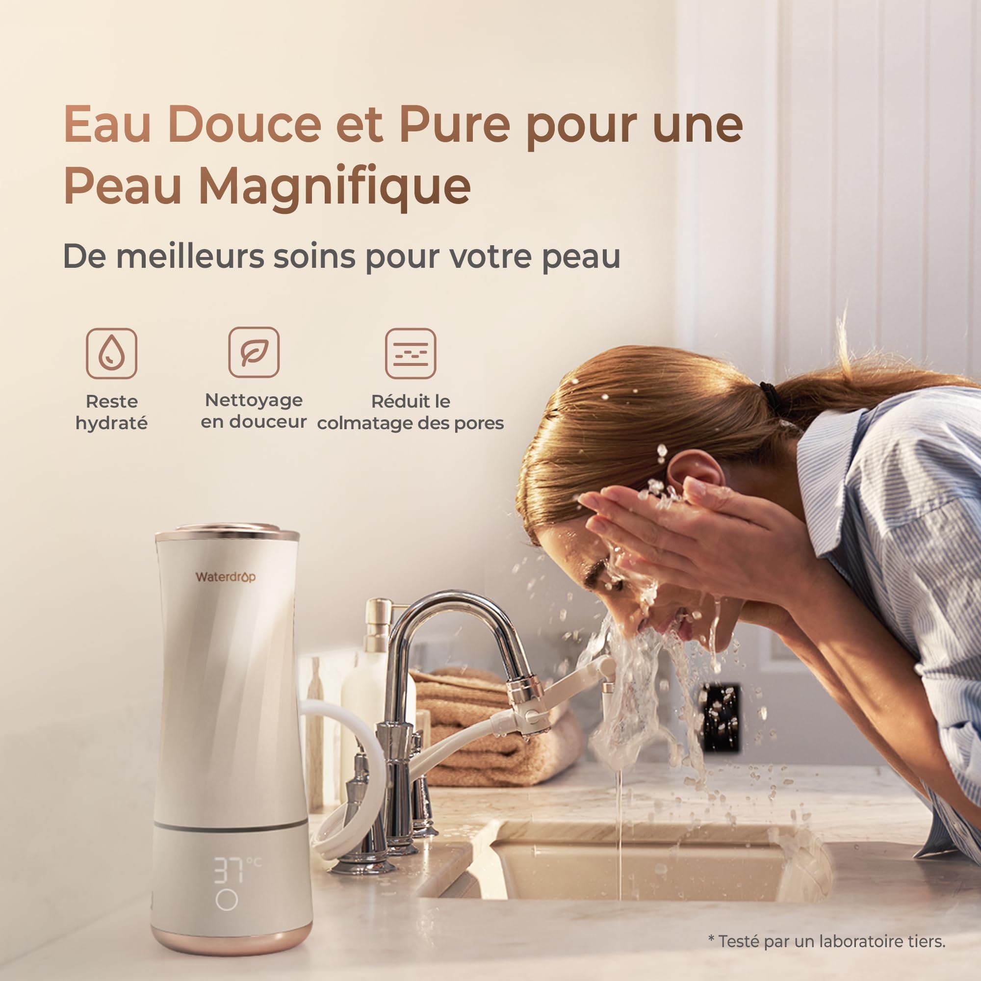 [Nouvelle Arrivée]Waterdrop Skincare Nettoyant Visage BFC2, Eau Douce pour un Nettoyage du Visage en Douceur, Nettoyage en Profondeur, Réduction du Chlore, Boost d'Hydratation, Étanche