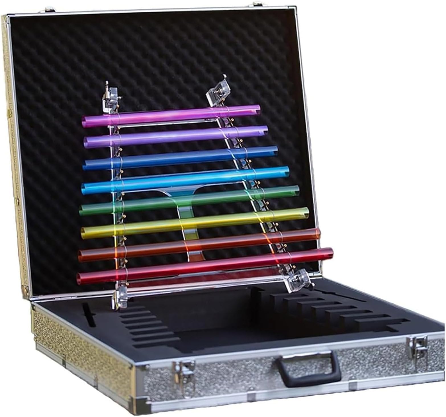 GYQSSD 8 Note CDEFGABC Quartz Crystal Singing Harp with Crystal Mallet and Aluminum Alloy Box, 432Hz/440Hz Quartz Crystal Harp for Sound Bath Studio Gym Meditation Room B-440hz