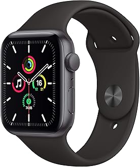 New Apple Watch SE (GPS, 44mm) - Space Grey Aluminium Case with Black Sport Band