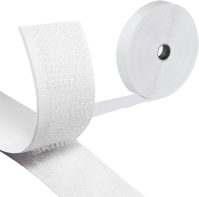 The Bead Shop 5 Metre Self Adhesive Hook And Loop Tape, Double Sided Sticky Back Fastening Tape, 20mm Wide - White