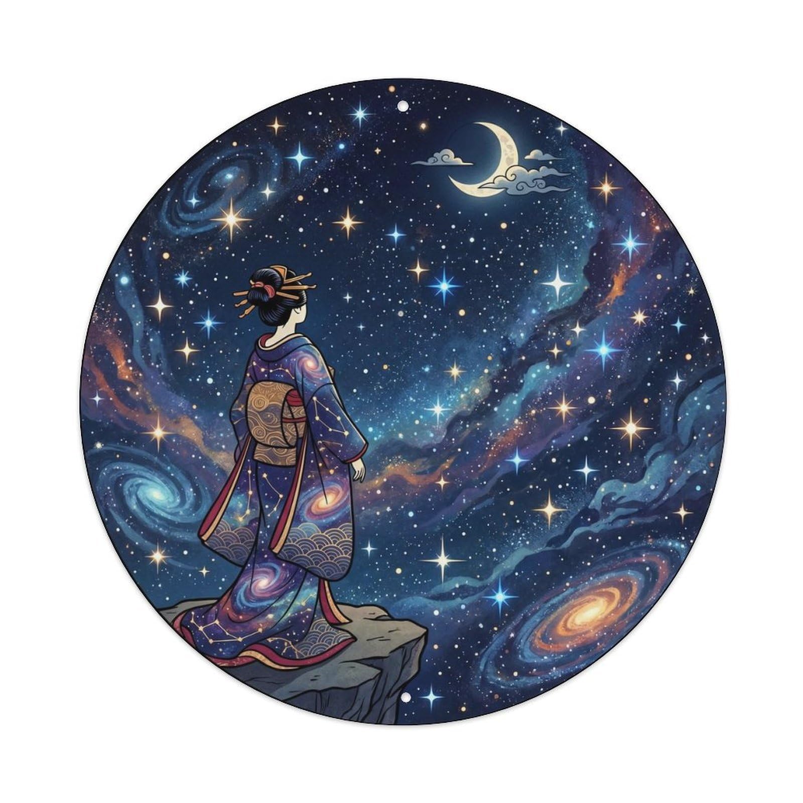 Japanese Geisha Vast Starfield Infinite Universe Metal Tin Sign