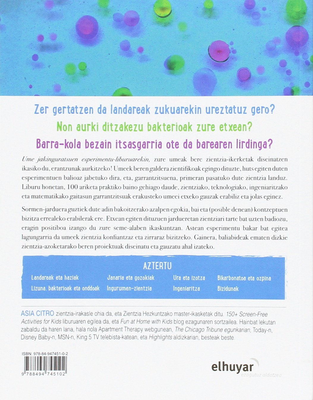 Ume jakinguratsuen esperimentu-liburua - 4-8 urtekoentzako sormenezko 100 ariketa praktiko baino geh