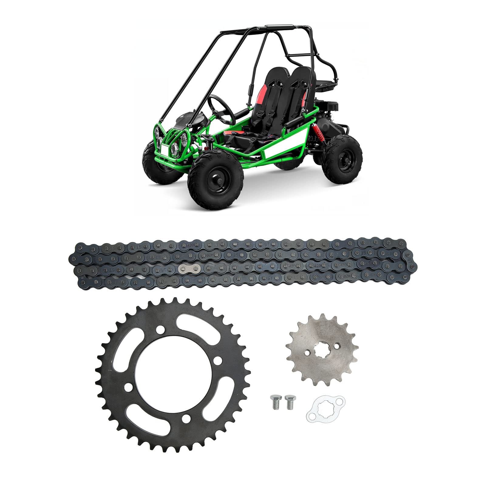 Kit de pignon de chaîne 420,résistant à la Rouille 420 17T Pignon arrière Traitement Thermique Universel Anti Usure Haute résistance pour 50 à 125 Dirt Mini Bikes