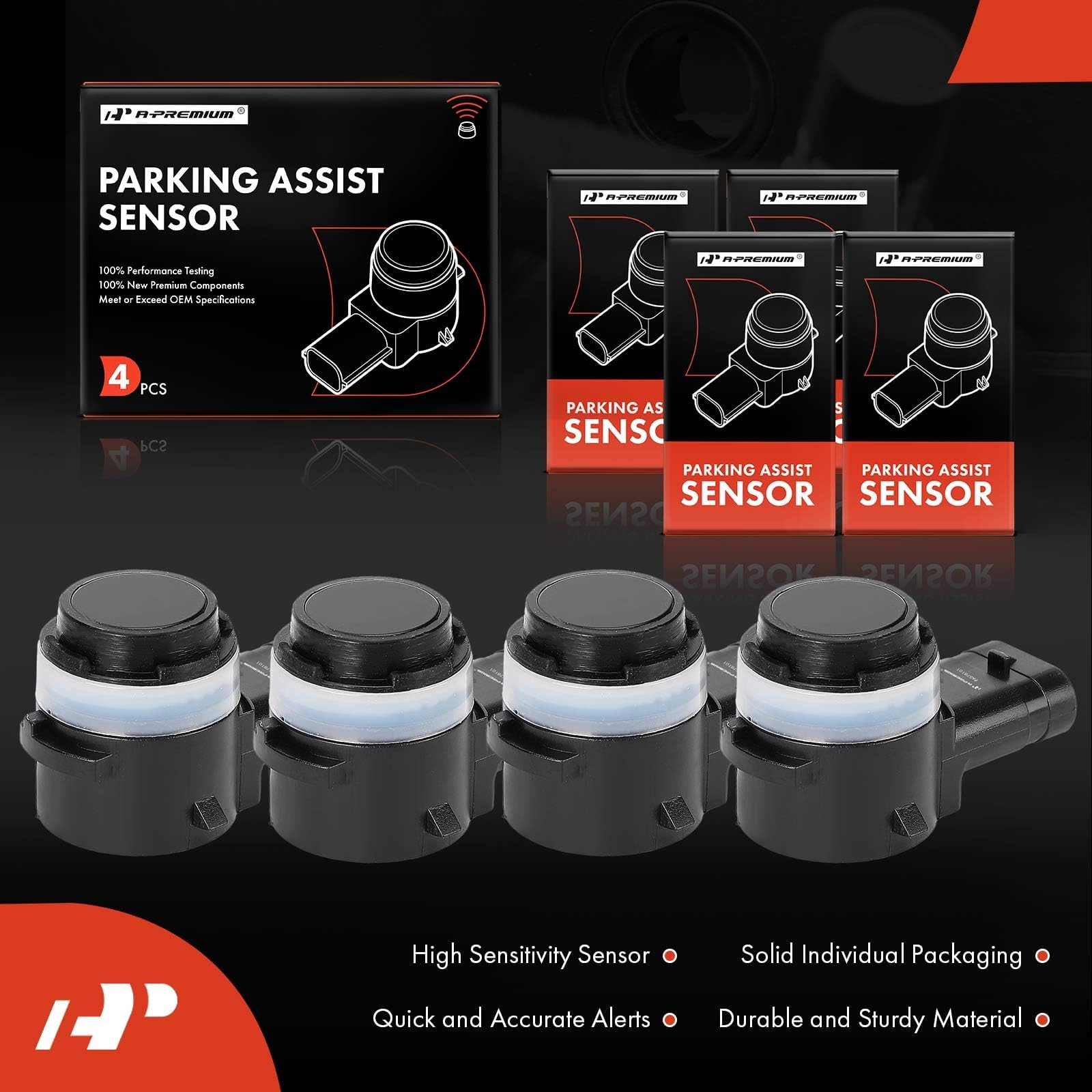 A-Premium 4-PC Reverse Backup Parking Assist Sensor Compatible with Ram & Jeep Models - 1500 2019-2022, 2500, 3500, 2019-2023, 4500, 5500, 2018-2022, Wrangler, Gladiator, 2020-2023