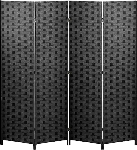 FDW - Mampara plegable y portátil de madera con diseño de malla tejida para casa y oficina