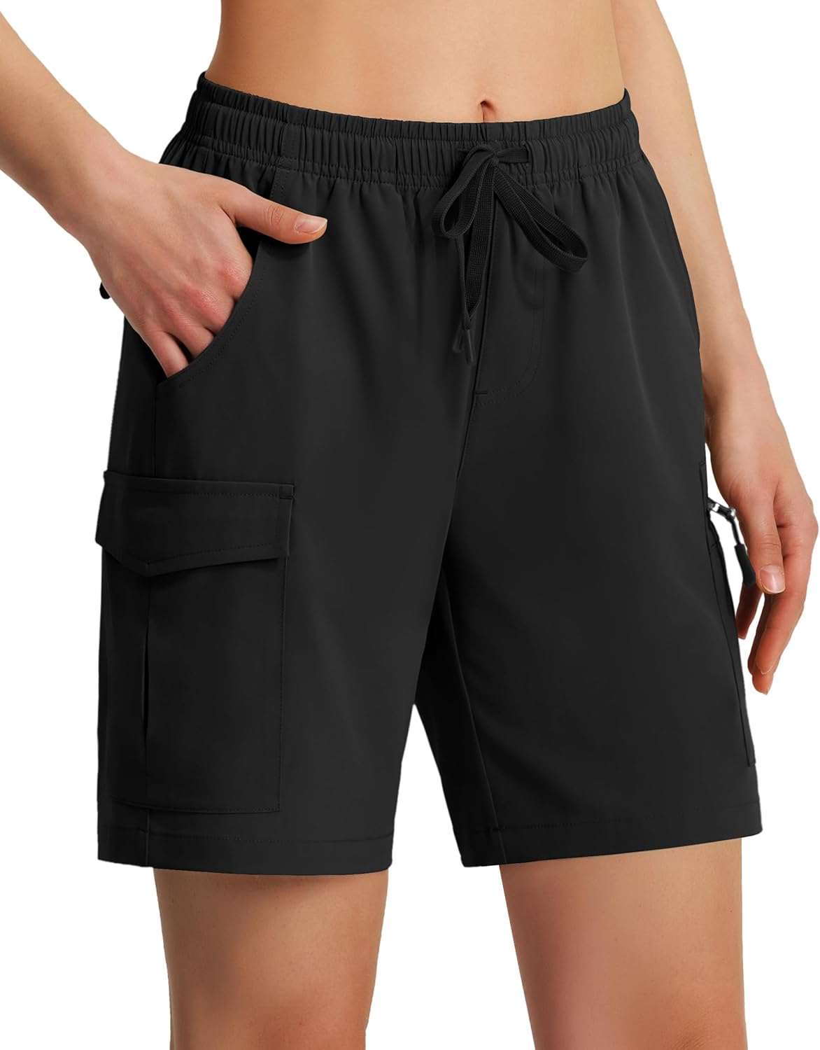 Ksmien Women’s 7″ Lightweight Quick-Dry Cargo Shorts with Zipper Pockets Ksmien Women’s 7″ Lightweight Quick-Dry Cargo Shorts with Zipper Pockets