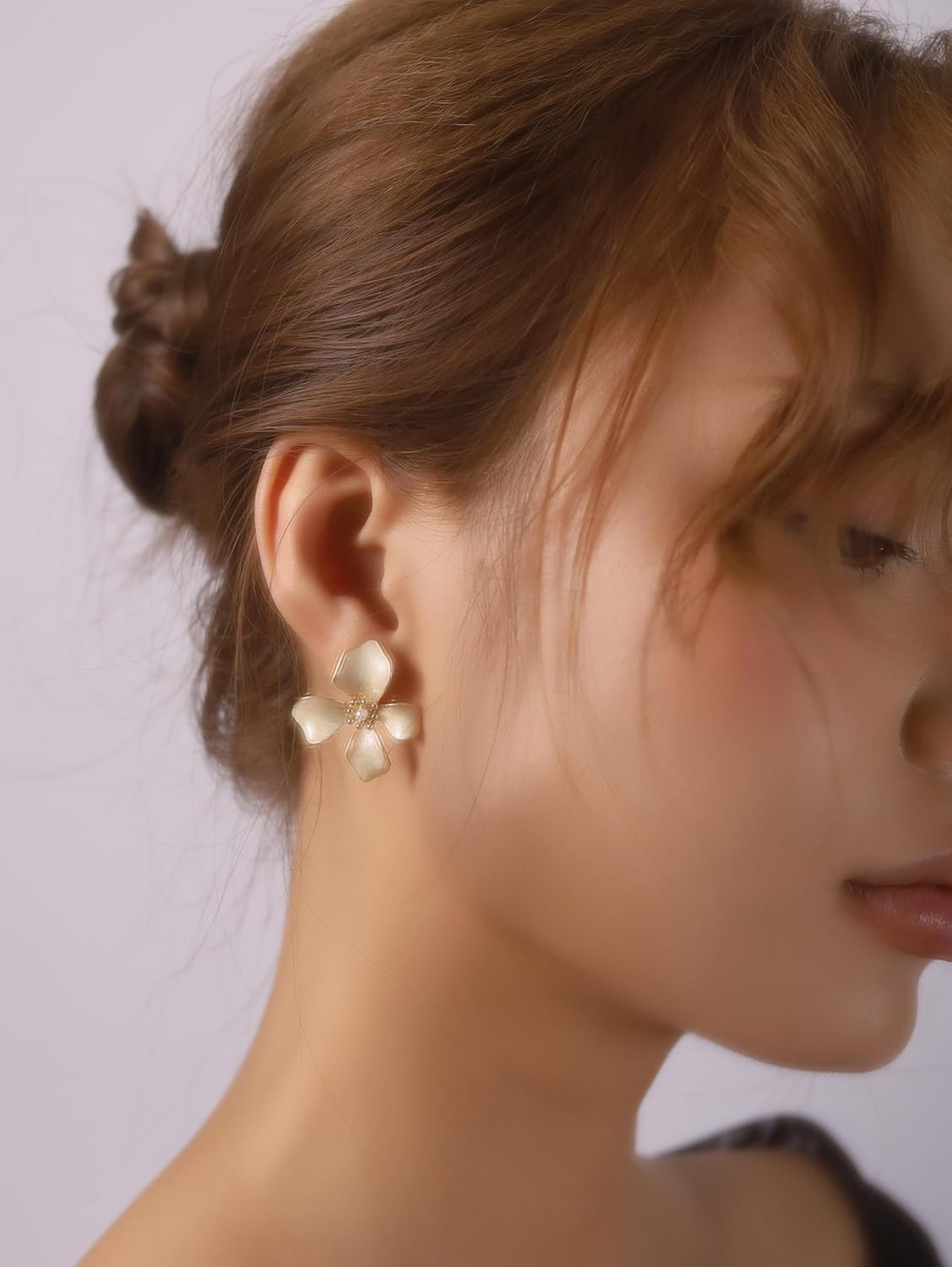 OJERRY Elegant Pastel Flower Stud Earrings for Women, Floral Earrings Jewelry Accessories Romantic Cool Gifts for Her Women in Their 20s 30s - Image 3