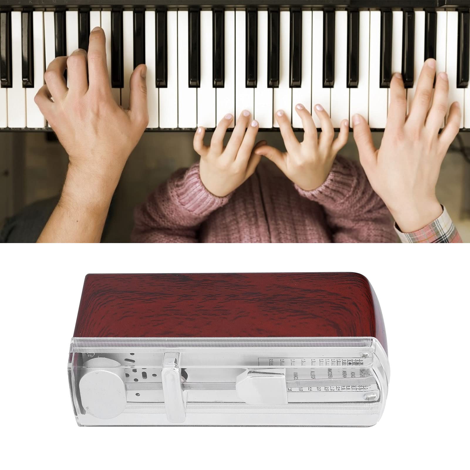 Mini Mechanical Metronome Piano MetronomeMetronome, ABS Material Mechanical Metronome Soft Sound Mini Metronome Smooth Tidy Mini Mechanical Metronomefor Ukulele for (Burgundy)
