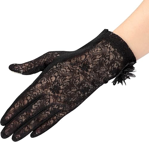 Miniatura 7 de Guantes de ciclismo de malla transpirable de verano para mujer, guantes elegantes de encaje para pantalla táctil, protección solar anti-UV, guantes