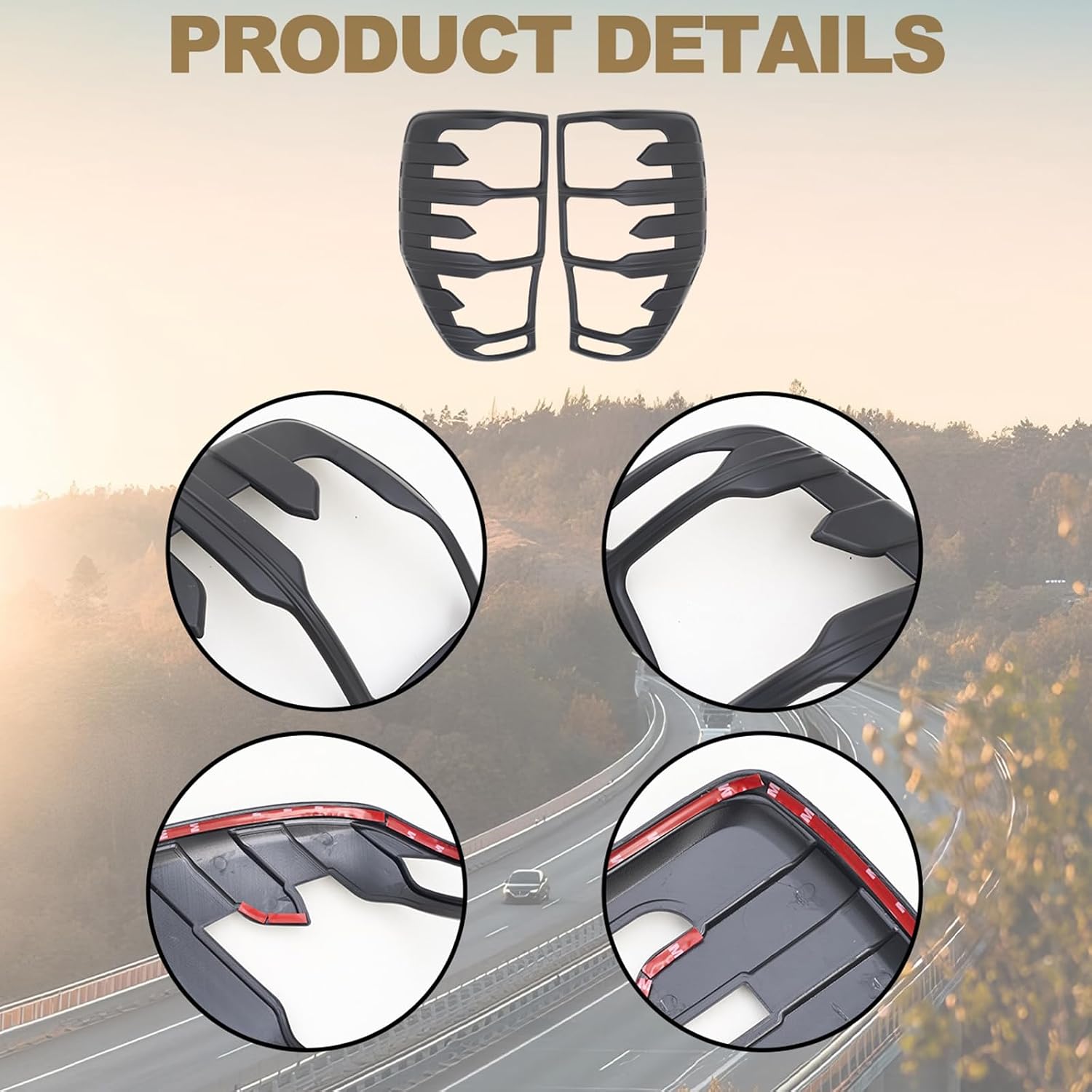 MP&PV Auto Parts Taillight Frame, Rear Left & Right Tail Light Cover Trim Set Compatible with Ford Ranger 2012 2013 2014 2015 2016 2017 2018 2019 2020 2021