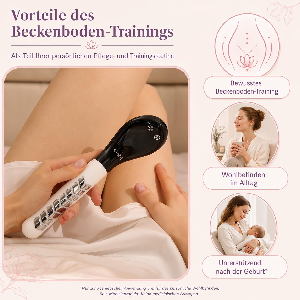 Cool-i ® Vaginaltrainer mit EMS & Lichtanwendung – Rot-/Blaulicht, 16 Elektroden – Ergonomisch, tragbar, für Frauen zur Unterstützung der Beckenbodenpflege