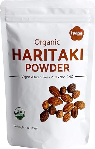Haritaki en polvo orgánico, harde, Harad, Terminalia chebula, Kadakapudi, hierba ayurveda para la digestión, alivio de gases, función intestinal