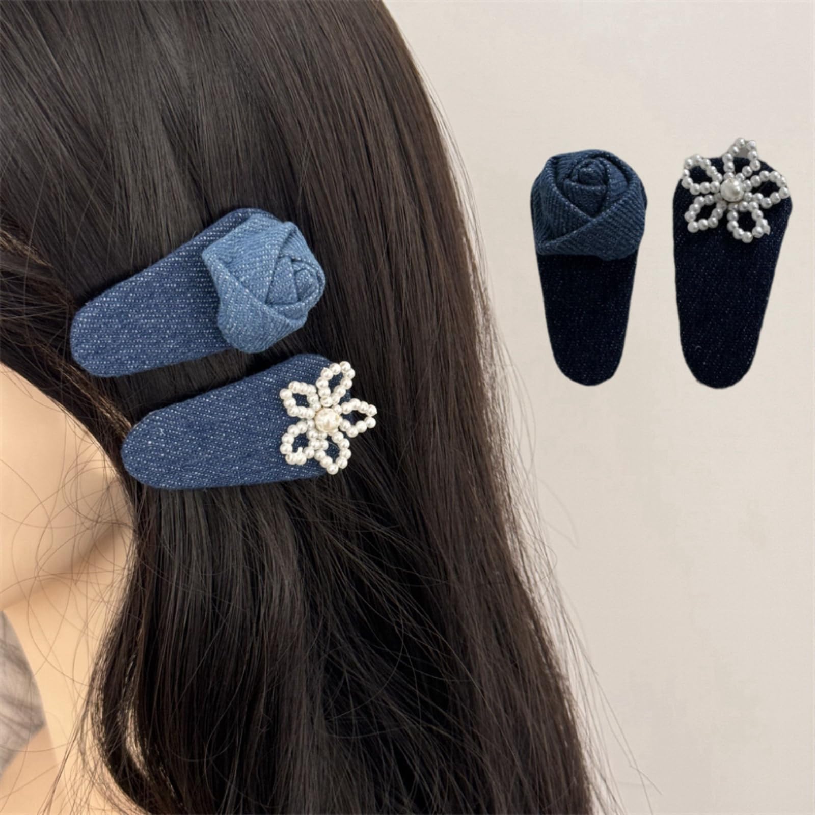 Amazon.com : 2pcs Blue Denim Hair Clips for Women Girls 