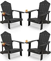 Vista 11 de Tangkula Silla Adirondack de gran tamaño, sillas de patio con soporte ajustable para tazas, sillones HIPS con rejillas, resistente a la intemperie