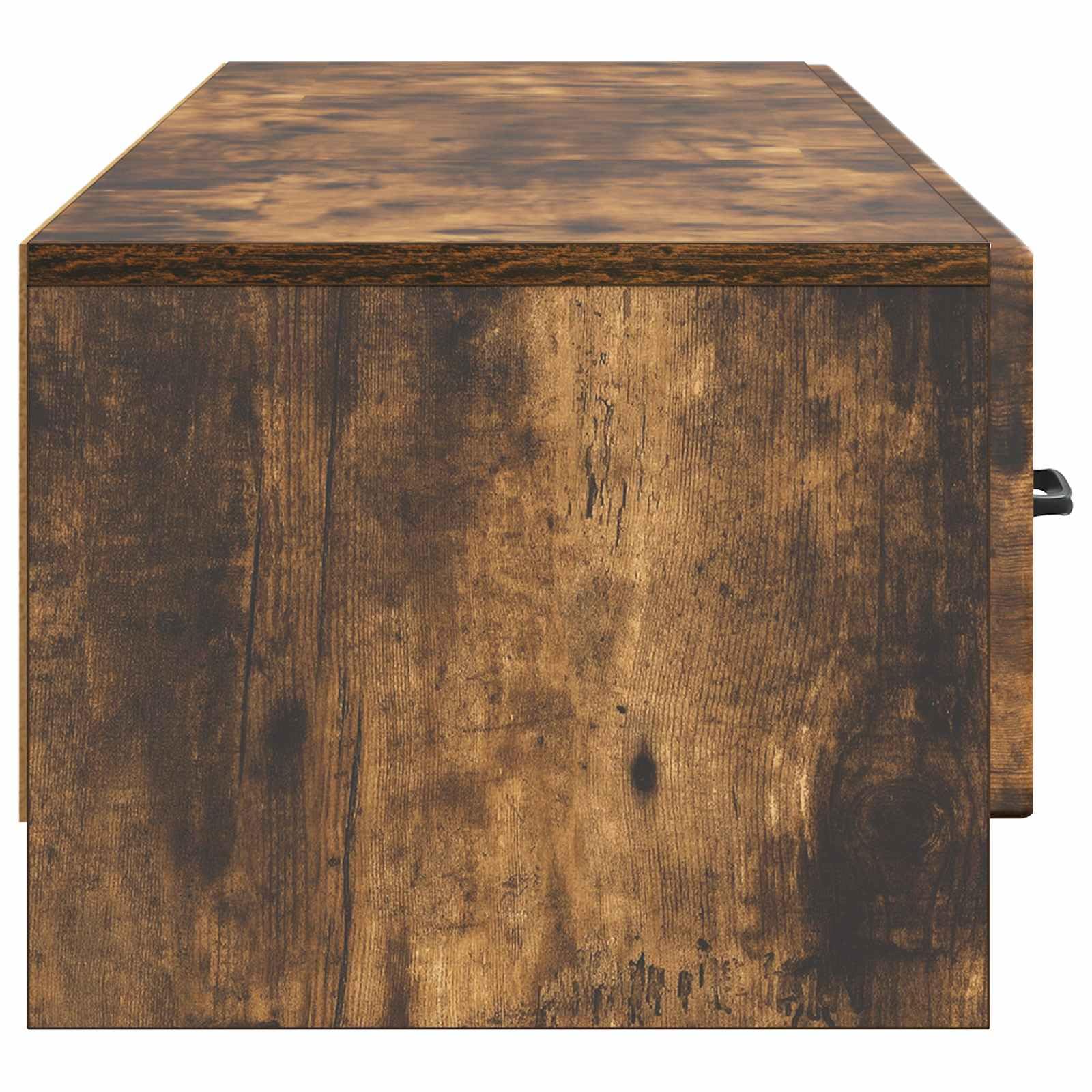 Mobile TV basso in rovere affumicato, 147 x 34,5 x 27 cm, con vano portaoggetti, cassetto per soggiorno, multimediale, home theater e gaming