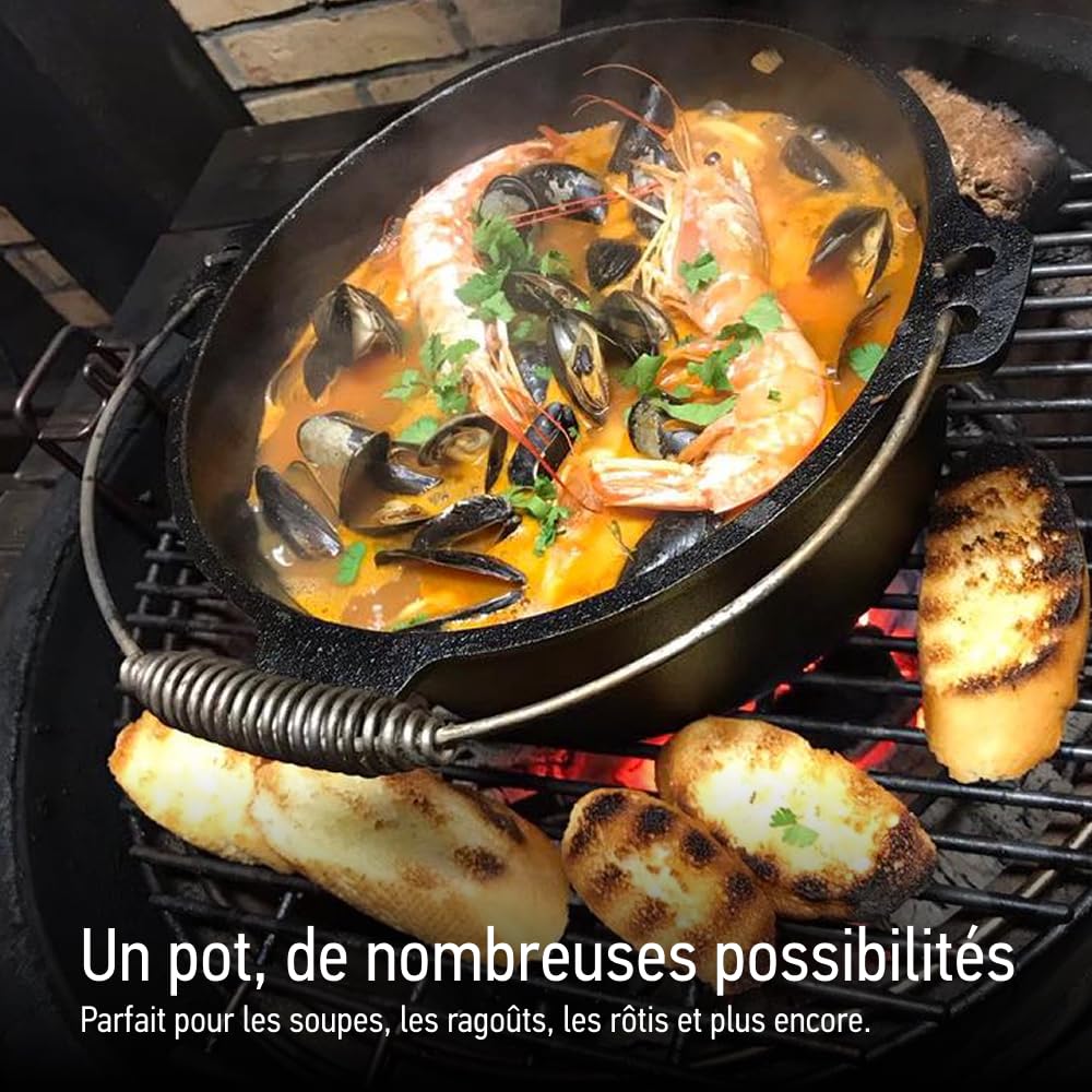 TEXAS CLUB Marmite en fonte "Dutch Oven", Marmite en fonte avec couvercle, 3.9L