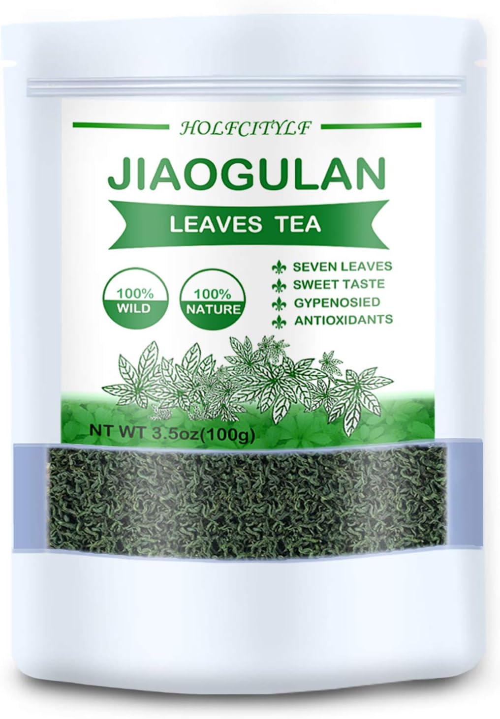Wild Jiaogulan Tea Leaves, Gynostemma Tea,3.5oz(100g), 100% Natural, Sugar Free, No Gmo