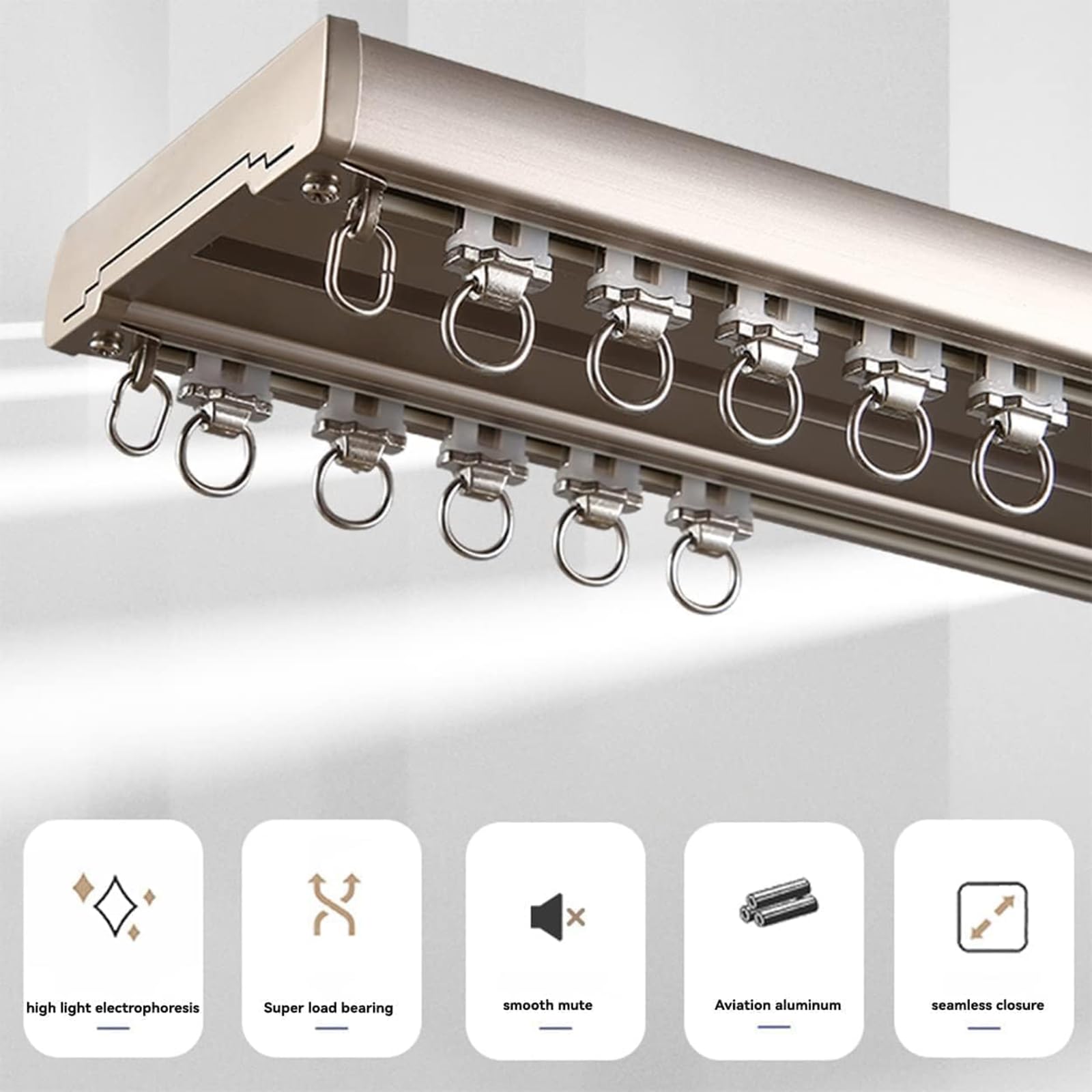 Genérico Sistema de rieles para Cortinas, riel de Techo de aleación de Aluminio para Cortinas: riel Deslizante silencioso con fácil instalación para Sala de Estar, Dormitorio y tabiques: decoración d