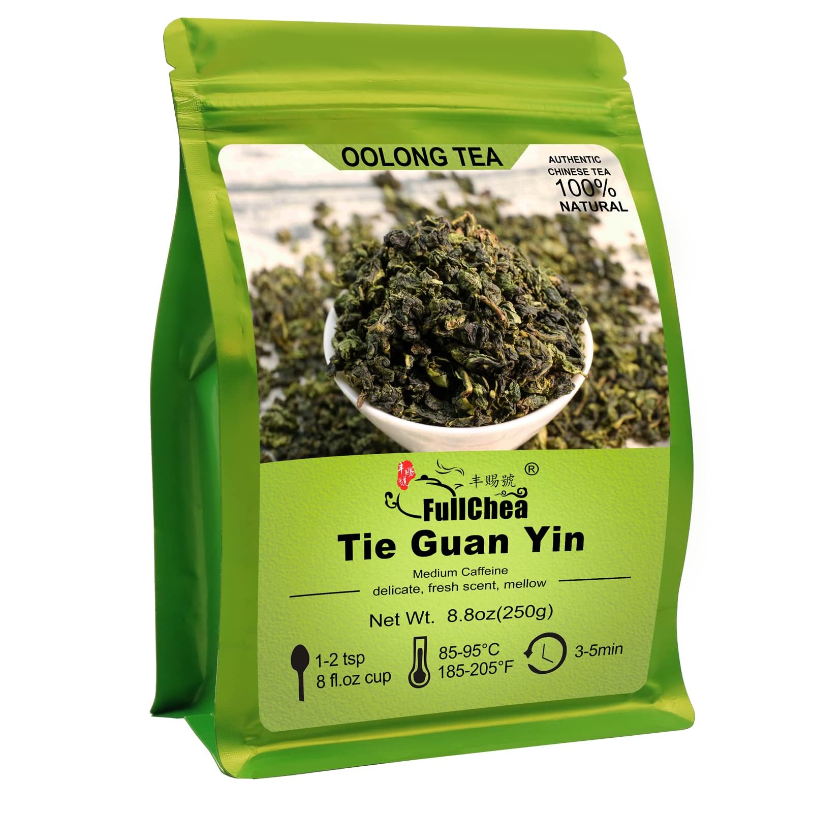 FullChea - Oolong Tea 8.8oz / 250g - Anxi Tieguanyin Chinese Tea - Loose Leaf - Tie Guan Yin - Iron Goddess of Mercy - Fruit Aroma - Aids digestion Tea