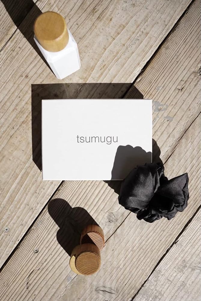 Amazon.co.jp: 美髪シュシュ ブラック tsumugu シルクナイト