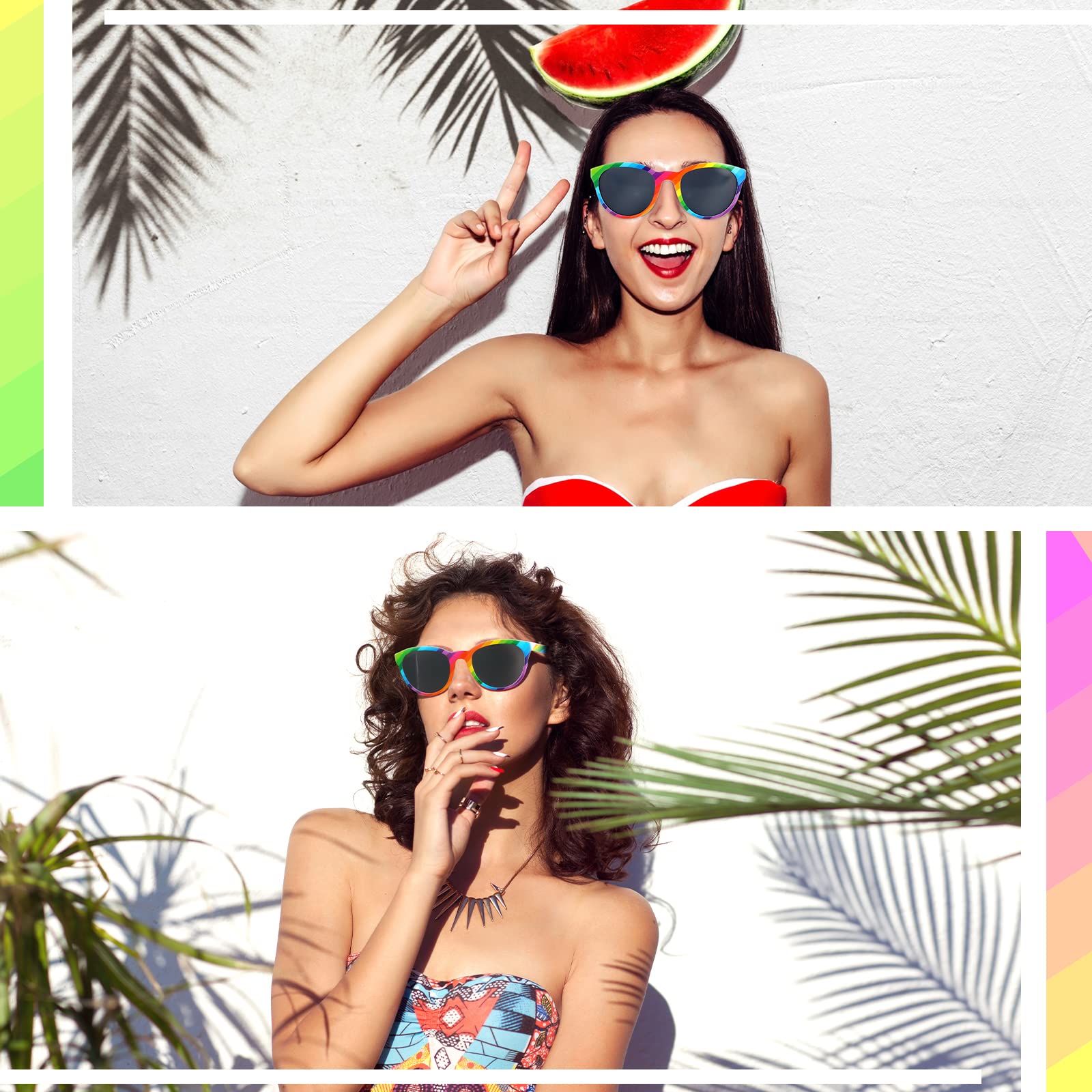 Xuhal 3 Pcs Rainbow Pride Sunglasses Colorful Retro Sunglasses LGBTQ Parade Accessories for Men Women Gay Day Themed Party