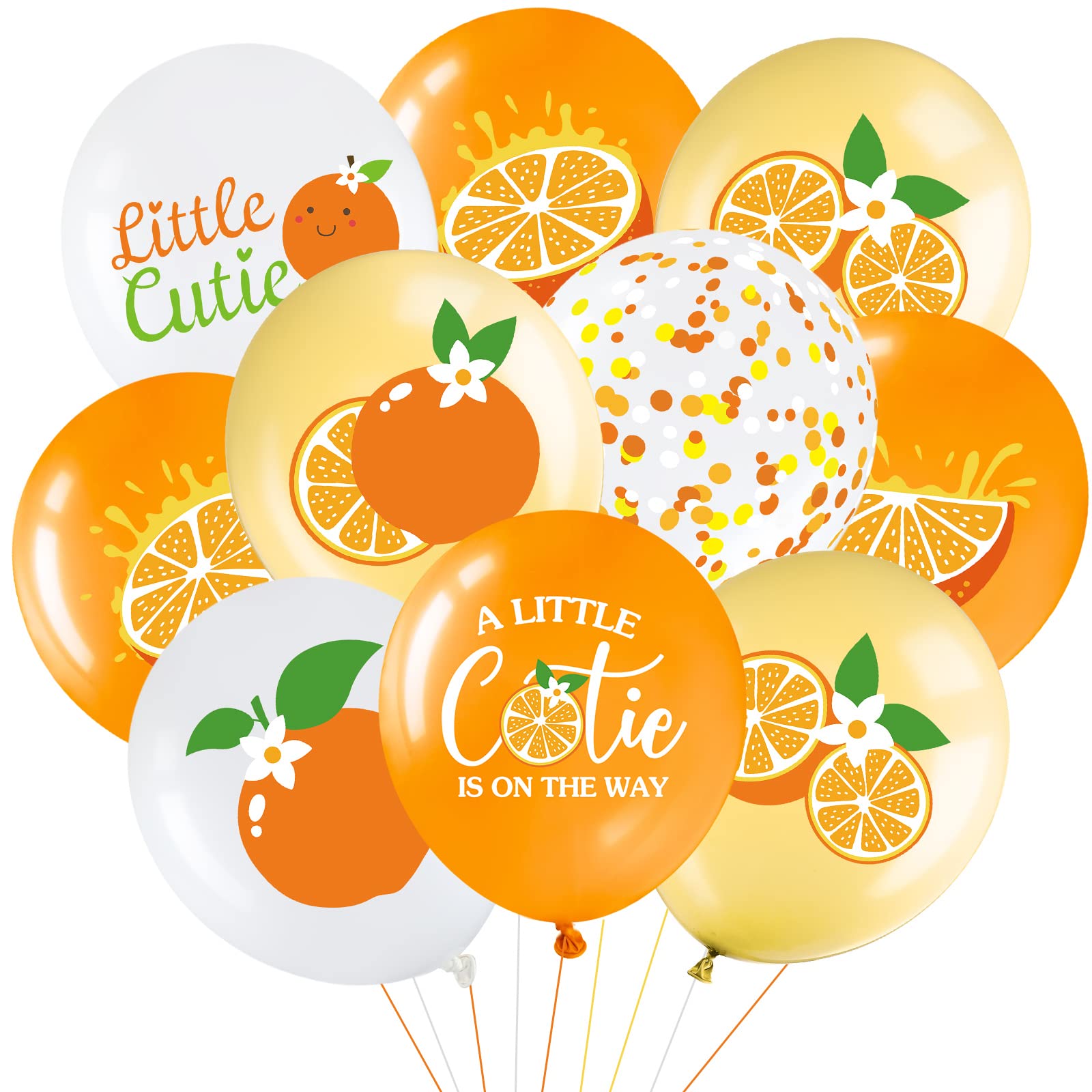 Capoda 40 Pcs Little Cutie Baby Shower Decorations a Little Cutie Is on the Way 12 Inch Balloons Fruit Orange Latex Balloons for Summer Fruit Birthday
