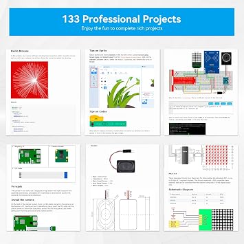SunFounder Raspberry Pi Ultimate Starter Kit for Raspberry Pi 4B 3B+ 400, Java Python C Scratch Node.js, Detailed Online Tutorials, 161 Projects, 337 Items (Camera Module, Speaker)