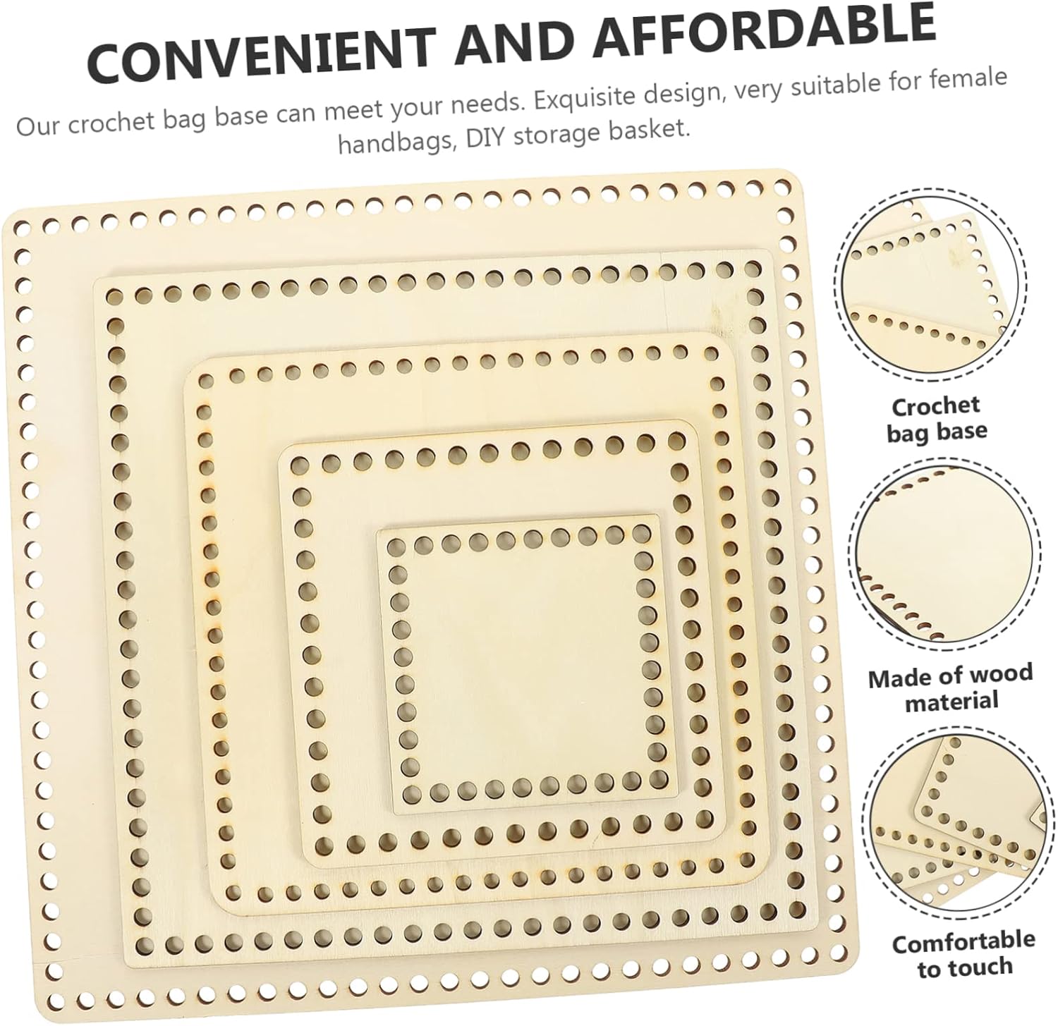 Wooden Basket Bottom 5pcs DIY Base for Cross Body Bags