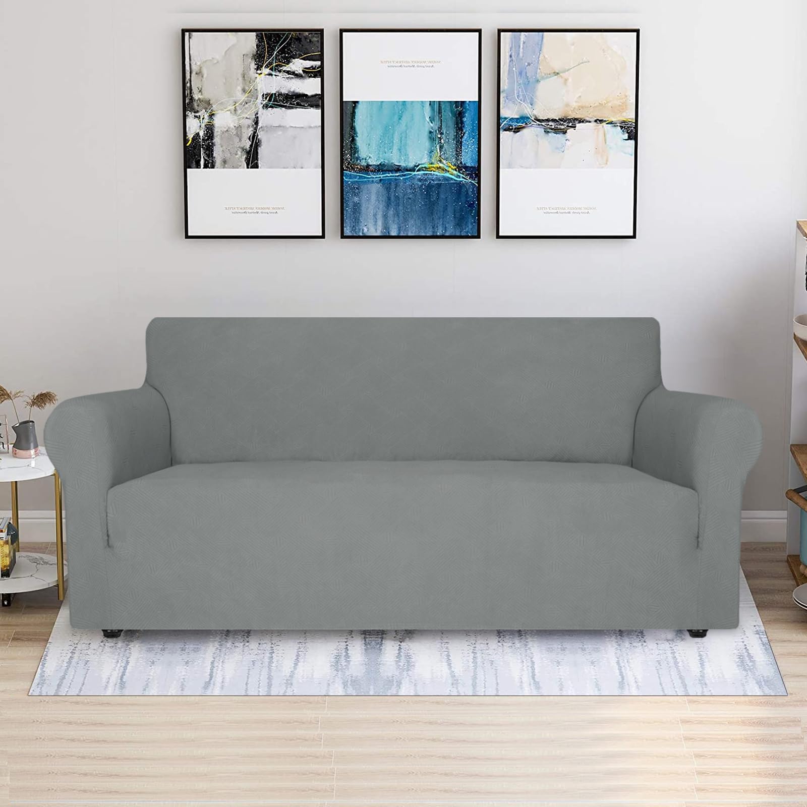 Ystyle Copridivano 3 Posti Con Braccioli, Copri Divano Antigraffio Gatto, Copridivani Elasticizzati, Pesante Inverno Copri Divani, Fodera Divano Antimacchia Lavabile Antiscivolo, Grigio Chiaro