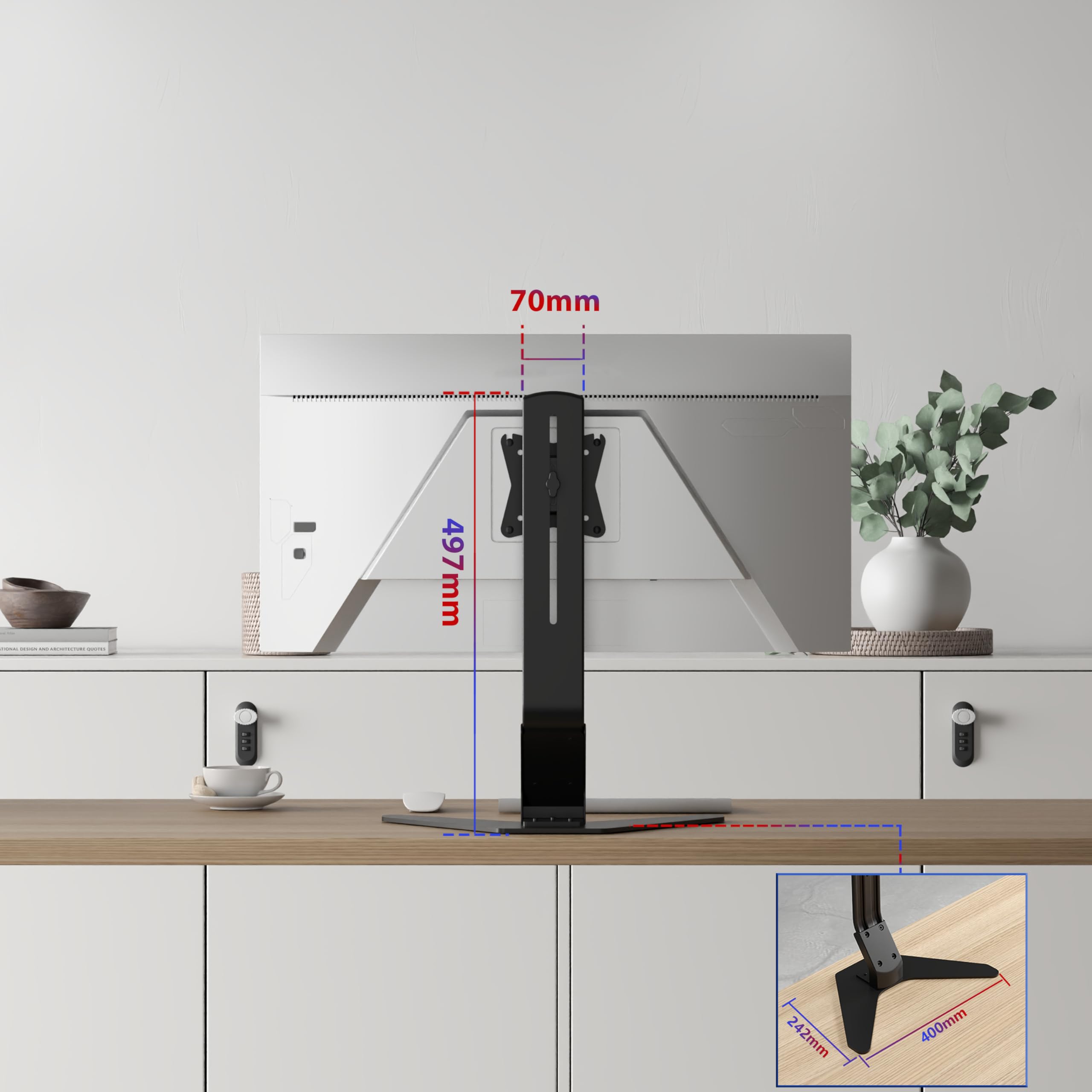 Duronic DM12D1 Support d’écran d’Ordinateur sur Socle VESA 75 100 | Bras pour écran 13 à 32 pouces Rotatif 360° Inclinable 15° Ecran en position verticale ou horizontale Charge max 8 kg