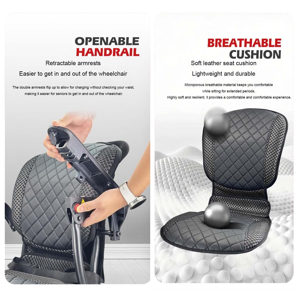 Sillas de ruedas eléctricas ligeras plegables para adultos, silla de ruedas motorizada 220lbs, silla de ruedas motorizada portátil con asiento ergonómico,10ah